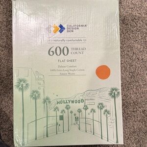 California Design Den 600 Thread Count Flat Sheet Queen Cream:Ivory